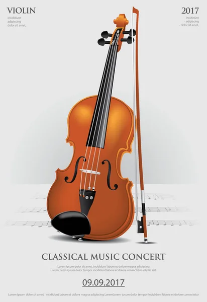 El concepto de música clásica Violín Vector Ilustración — Archivo Imágenes Vectoriales