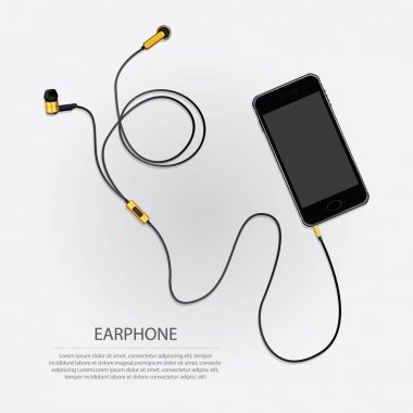 Müzik kulaklık telefon vektör çizim ile