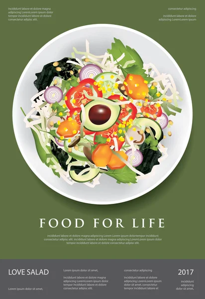 Salade Légumes Affiche Alimentaire Illustration Vectorielle — Image vectorielle
