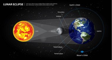 Lunar Eclipses Sun Earth and Moon Vector Illustration clipart