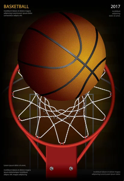 Affiche Basket Ball Illustration Vectorielle Publicitaire — Image vectorielle