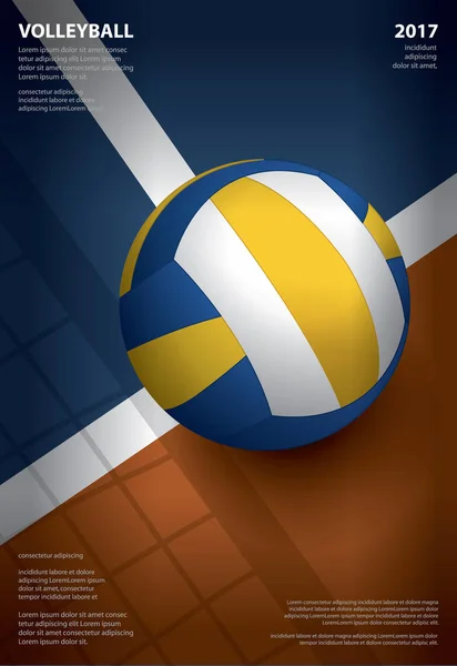 Volleyball Turnier Poster Vorlage Design Vektor Illustration — Stockvektor