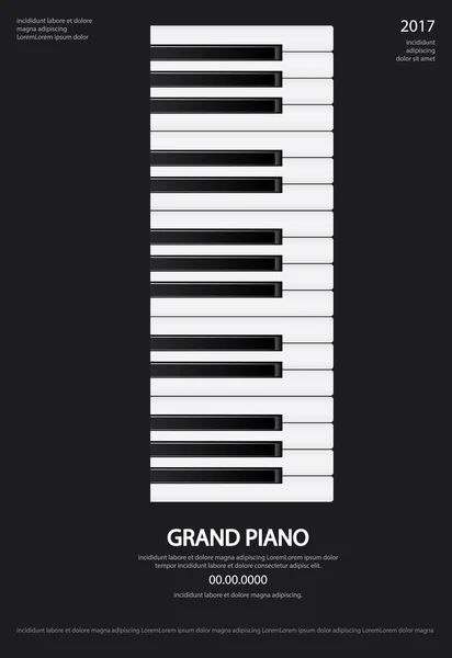 Música Grand Piano Poster Plantilla Fondo Vector Ilustración — Vector de stock