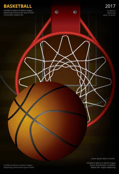 Basketbal Affiche Reclame Vector Illustratie — Stockvector