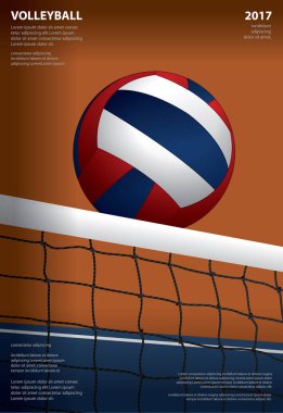 Voleybol Turnuvası Poster Şablonu Tasarım Vektörü İllüstrasyonu