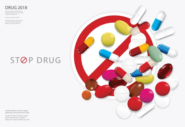 Ilustracja Wektorowa Plakat Szablon Stop Narkotyków — Wektor stockowy