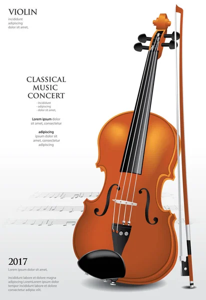 Concepto Música Clásica Violín Vector Ilustración — Vector de stock