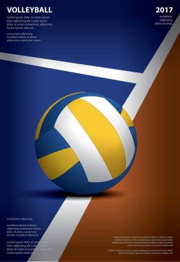 Voleybol Turnuvası Poster Şablonu Tasarım Vektörü İllüstrasyonu