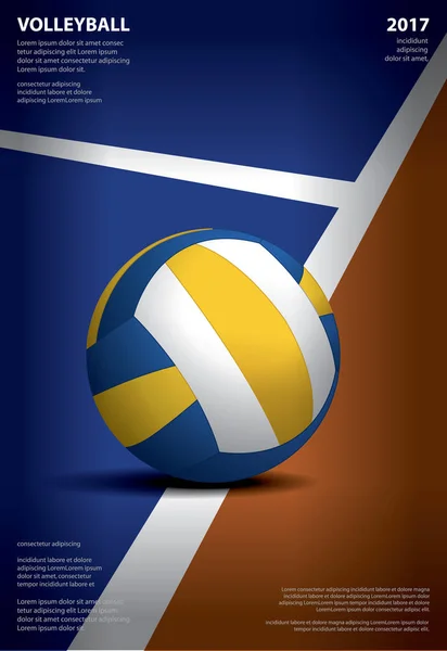 Voleybol Turnuvası Poster Şablonu Tasarım Vektörü Llüstrasyonu — Stok Vektör