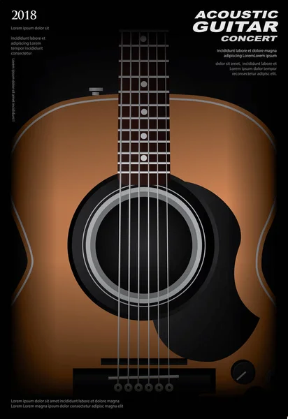 Guitarra Concerto Cartaz Modelo Fundo Ilustração Vetorial — Vetor de Stock