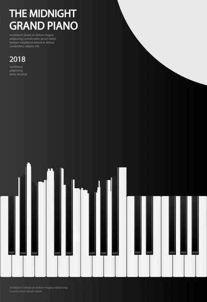Zene Zongora Poszter Háttér Sablon Vektoros Illusztráció — Stock Vector