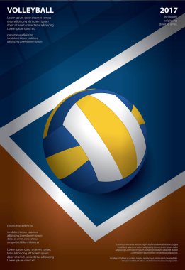 Voleybol Turnuvası Poster Şablonu Tasarım Vektörü İllüstrasyonu