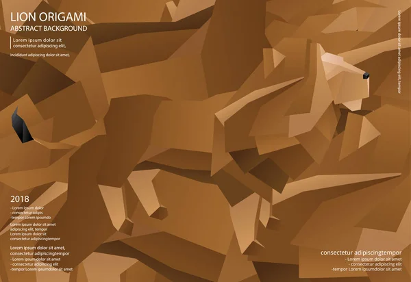 Lion Origami Abstrakt Bakgrund Vektorillustration — Stock vektor
