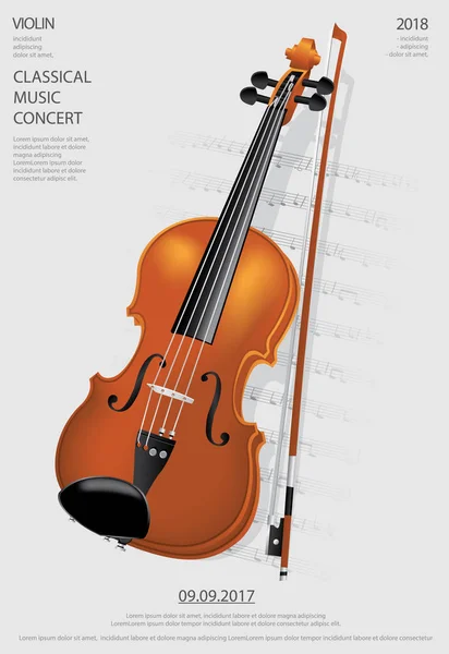 Концепция Классической Музыки Векторная Иллюстрация Скрипки — стоковый вектор
