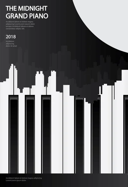 Música Grand Piano Poster Plantilla Fondo Vector Ilustración — Archivo Imágenes Vectoriales