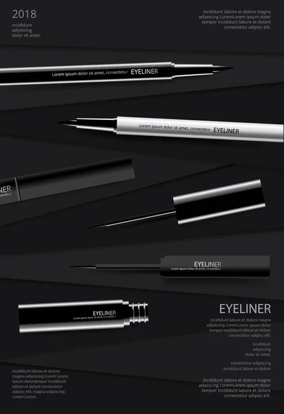 Kosmetiska Eyeliner Med Förpackning Affisch Design Vektorillustration — Stock vektor