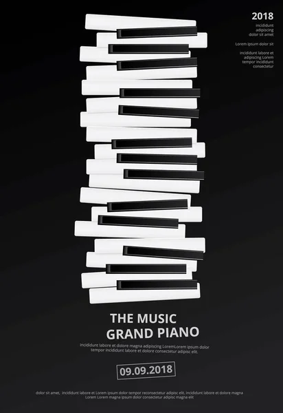 Muzică Grand Piano Poster Șablon Fundal Vector Ilustrare — Vector de stoc