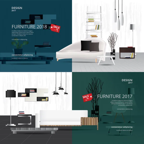 Banner Furniture Sale Design Template Vector Illustration - Stok Vektor