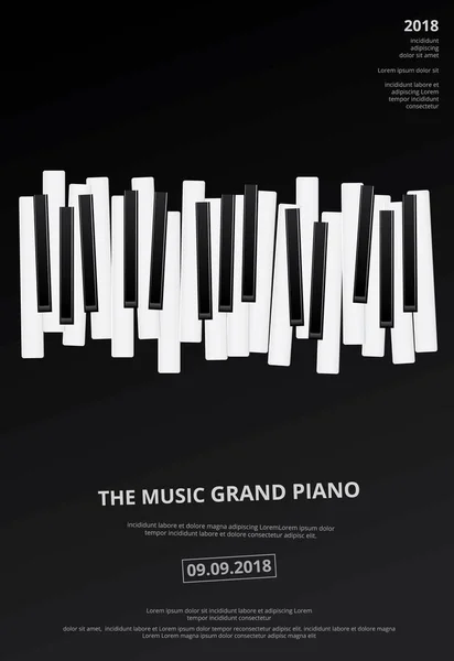 Musique Grand Piano Affiche Fond Modèle Illustration Vectorielle — Image vectorielle