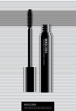 Paket Vektörü İllüstrasyonlu Poster Kozmetik Mascarası