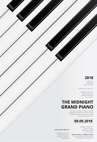 Müzik Grand Piyano Posteri Arkaplan Şablonu — Stok Vektör