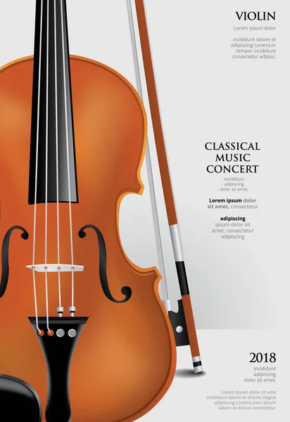 Concepto Música Clásica Cartel Violín Vector Ilustración — Vector de stock