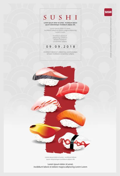 Póster Del Restaurante Sushi Vector Ilustración — Vector de stock