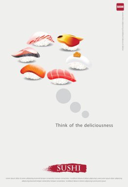 Suşi Restoranı Vektör illüstrasyonunun posteri