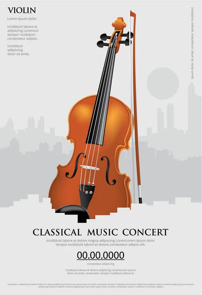 Het Klassieke Muziekconcept Affiche Vioolvectorillustratie — Stockvector