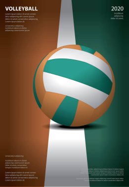Voleybol Turnuvası Poster Şablonu Tasarım Vektörü İllüstrasyonu