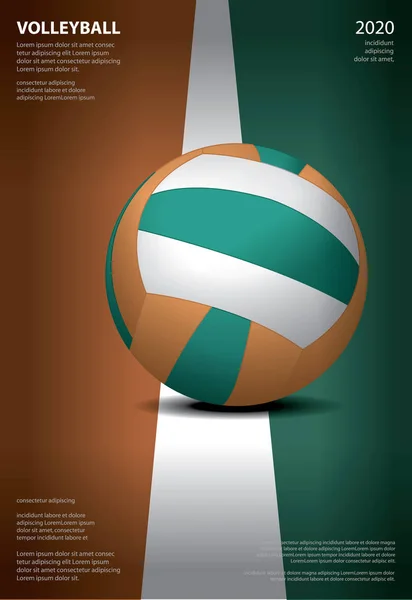 Volleyboll Turnering Affisch Mall Design Vektor Illustration — Stock vektor