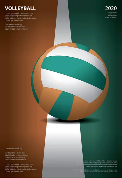 Voleybol Turnuvası Poster Şablonu Tasarım Vektörü Llüstrasyonu — Stok Vektör