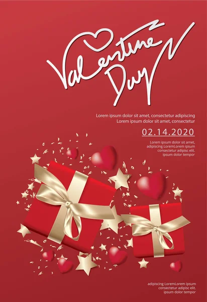 День Святого Валентина Святкування Плакат Дизайн Шаблон Векторні Ілюстрації — стоковий вектор