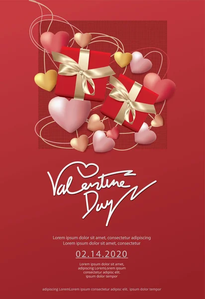 Illustrazione Vettoriale Del Modello Del Poster Celebrazione San Valentino — Vettoriale Stock