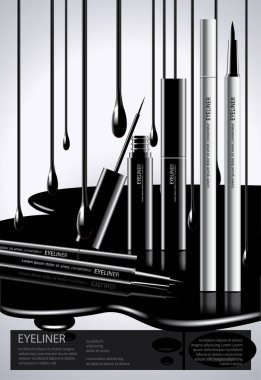 Paket Vektörü İllüstrasyonlu Poster Kozmetik Göz Kalemi