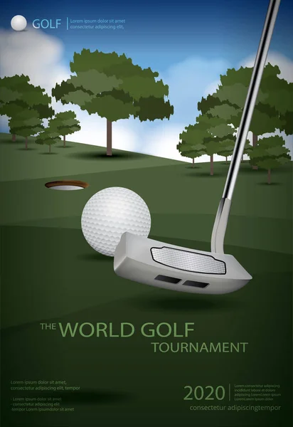 海报高尔夫冠军模板设计矢量图解 — 图库矢量图片