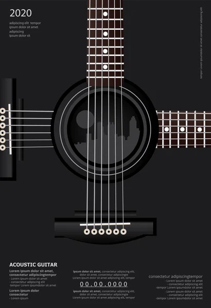 Guitarra Concerto Cartaz Modelo Fundo Ilustração Vetorial — Vetor de Stock