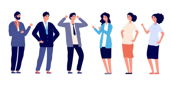 Confident people. Victory poses, young guys winning. Group of successful women men, happy smiling managers isolated vector characters set