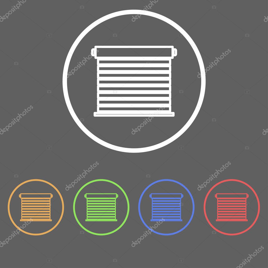 Icons for roller blinds in linear style of different colors