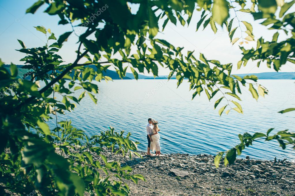 loving couple on mountain