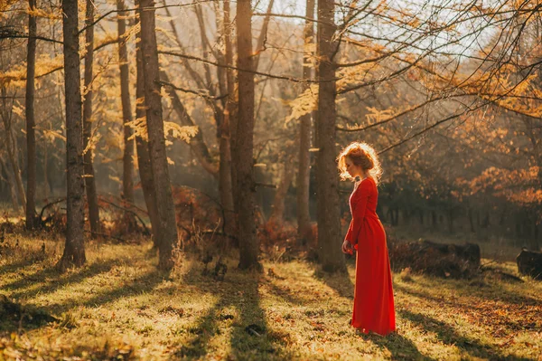 Mujer joven en el bosque — Foto de Stock