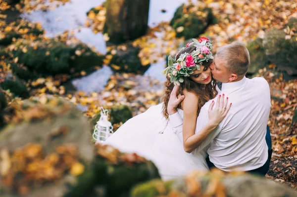 Casal no dia do casamento — Fotografia de Stock