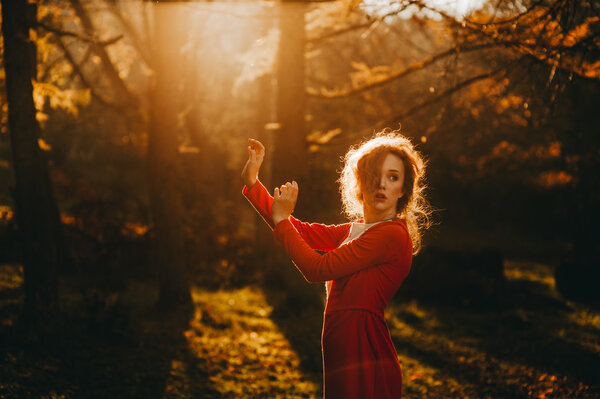 young woman in forest