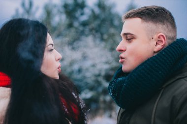 Kış gününde seven Çift