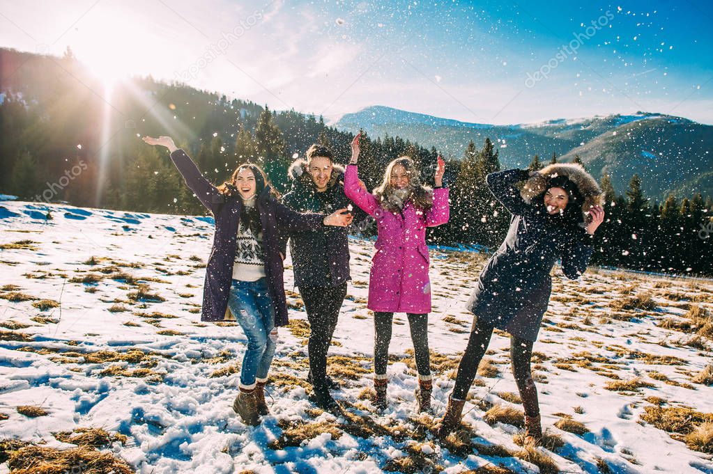 young people in mountains