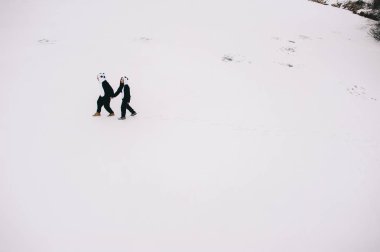 Takım elbiseli birkaç pandalar