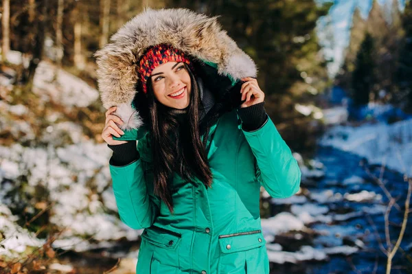 woman in winter forest