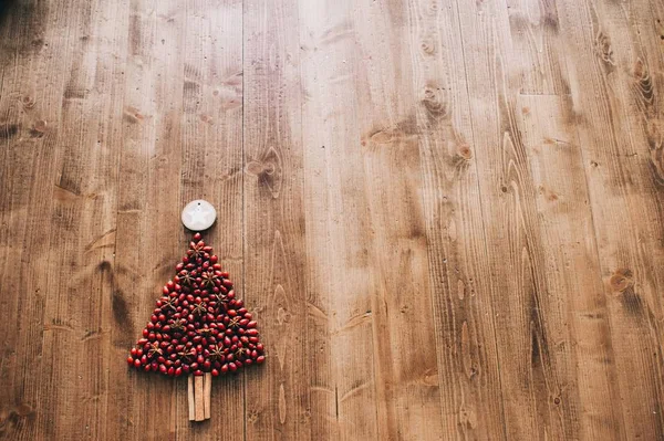Χριστουγεννιάτικο δέντρο με τα ώριμα ροδαλά ισχία — Φωτογραφία Αρχείου