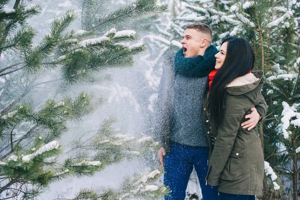 Milující pár v zimě — Stock fotografie