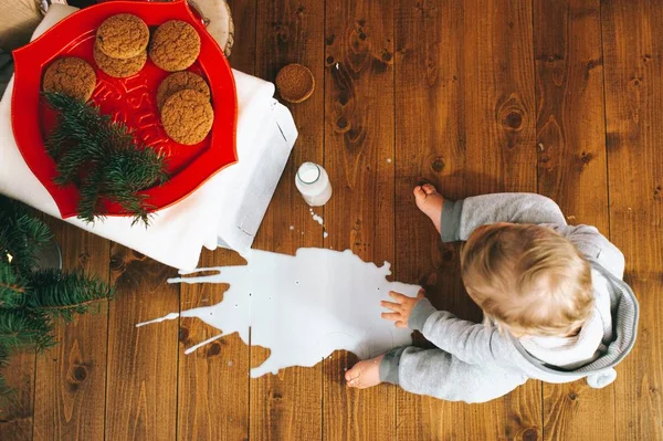 Anak kecil makan kue — Stok Foto